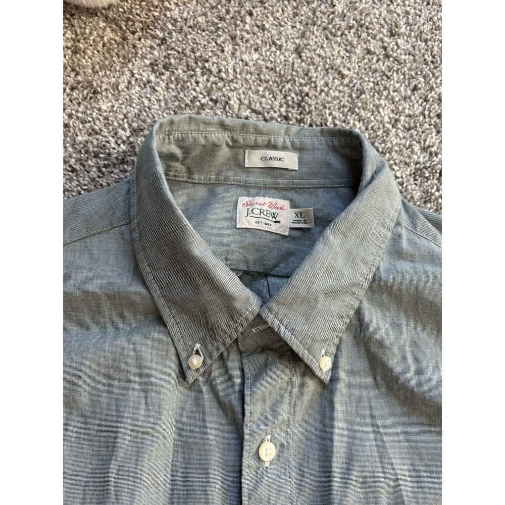 J.Crew Mens XL Green Button Long Sleeve Shirt Secret Wash Cotton Classic